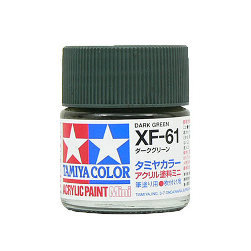 【クリックでお店のこの商品のページへ】タミヤ アクリルミニ XF-61 ダークグリーン│油性塗料 工作用油性塗料