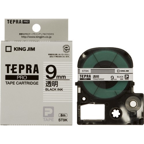 【クリックで詳細表示】キングジム プロテープカートリッジ 9mm 透明/黒字 ST9K│オフィス用品 ラベルプリンター・ライター